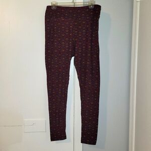 Lularoe Tall & Curvy Maroon, Blue, Yellow ZigZag Pattern